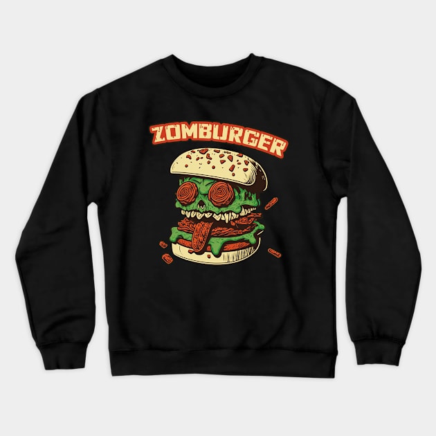 ZOMBURGER, Zombie Burger Illustration Crewneck Sweatshirt by MelihsDump